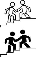 Assistance Icons. Illustration of a Man Helping Another Man Climb a Ladder. Business and Teamwork Concept vector