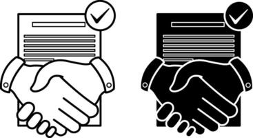 Agreement icons. Signing the Contract and Handshake. Business and Teamwork Concept vector