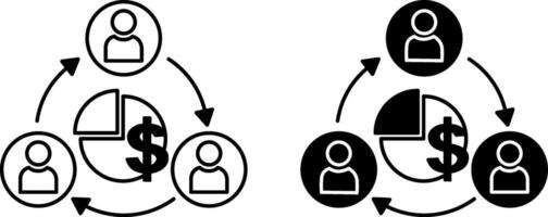 Profit Share Icons. Icon of Pie Chart, Dollar and Shareholders Icon. Business and Teamwork Concept vector