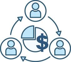 Profit Share Colored Icon. Icon of Pie Chart, Dollar and Shareholders Icon. Business and Teamwork Concept vector