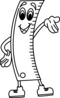Cartoon Ruler for Coloring Page. Illustration of Funny School Character. vector