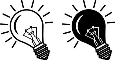 Light bulb icons with rays. Symbol of Idea, Problem Solving, and Creative Thinking. Lamp with Rays. Science and Education vector