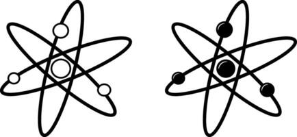 Atom icons. Symbol of science, education, scientific research, and nuclear physics. Illustration of electrons that rotate in orbits around the atomic nucleus vector