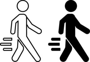 Fast Walk Icons. Black and White Icons of a Fast Walking Man. Sports Walking. Pedestrian pictogram. For Maps, Signs, Diagrams, City Oriented Navigation Applications, and Infographics vector