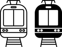 Tram icons. Black and White Light Rail Icons. Front view vector