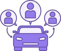 Colored Carpooling Icon. Icon of a Group of People Using One Car. Carsharing. Transport Rental Service vector