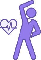 Exercise Color Icon. Icon of a Man Doing Physical Exercises. Pulsating Heart. Stretching, Fitness, Sports. Concept of Wellness and Healthy Lifestyle vector