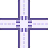 Intersection Color Icon.Highway Intersection and Pedestrian Crossings. Road Concept vector