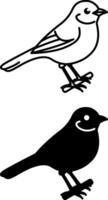 Bird Icons. Black and White Sparrow Icons on Branch. Pet Concept vector