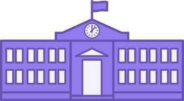 Colored School Icon. Icon of School Building with Clock and Flag. Education and Architecture Concept vector