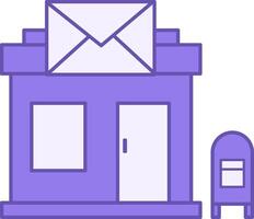 Colored Post Office Icon. Icon of Post Office Building and Mailbox. Architecture Concept vector