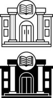 Library icons. Black and White Library Building Icons. Education and Architecture Concept vector