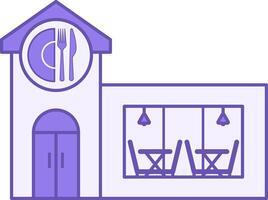 Restaurant Building Color Icon. Icon of Restaurant with Tables and Chairs Inside. Public catering enterprise. Architecture Concept vector