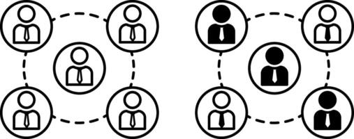 Team Icons. Black and White Icons of a Group of People Working Together. Business and Teamwork Concept vector