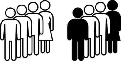 Queue Icons. Black and White Icons Groups of People Lined Up vector