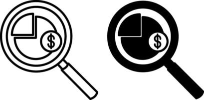 Financial Monitoring Icons. Black and White Icons. Business Analysis Financial Graph. Data Analytics in a Magnifying Glass. Business and Finance Concept vector