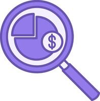 Financial Monitoring Color Icon. Business Analysis Financial Graph. Data Analytics in a Magnifying Glass. Business and Finance Concept vector