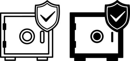 Safe icons. Black and White Icons. Safe Container for Money and Securities. Business and Finance Concept vector