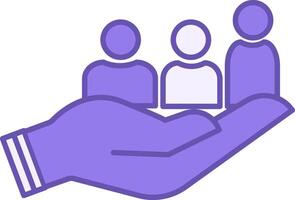 Colored Inclusion Icon. Icon of Different People on Human Hand. Symbol of Gender Diversity. Core Values Concept vector