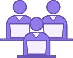 Colored Training Icon. Icon of Employees with Laptops at Advanced Training Courses. Business and Management Concept vector