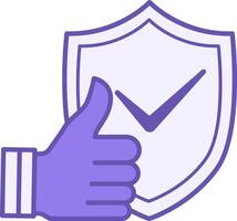 Reliability Color Icon. Icon of Thumbs Up and Protection Sign. Core Values Concept vector