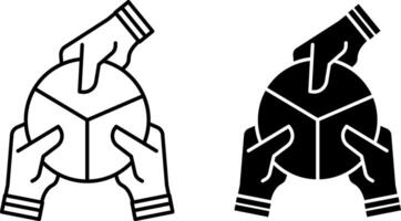 Responsibility icons. Black and White Icons. Hands Taking Equal Parts. Social responsibility. Core Values Concept vector