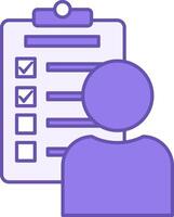 Colored Task Icon. Icon of Employee and Task List with Checkmarks. Business and Management Concept vector