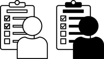 Task Icons. Black and White Icons. Employee and Task List with Checkboxes. Business and Management Concept vector