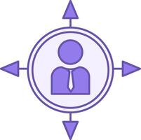 Colored Decision Making Icon. Icon of Business Man and Arrows in Different Directions. Human Resource Management Concept vector