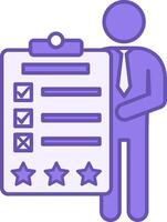 Colored Icon Assessment. Icon of Employee with Evaluation Rating. Personal Audit and Testing. Human Resource Management Concept vector