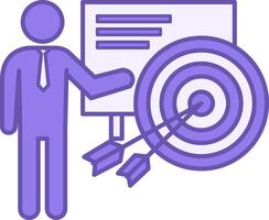 Colored Icon Objectives. Icon of a Manager Explaining the Main Goals of the Campaign. Business and Management Concept vector