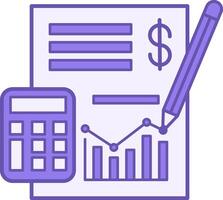 Accounting Color Icon. Icon of Financial Document, Pencil, and Calculator. Business and Finance Concept vector
