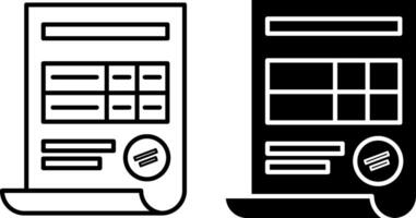 Invoice icons. Black and White Invoice Icons for Services Rendered. Payment and Billing Accounts, Signature of Business or Financial Transactions. Accounting Concept vector