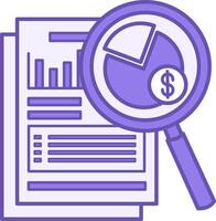 Financial Audit Color Icon. Icon of Financial Chart in Magnifying Glass and Accounting Documents. Business and Finance. Accounting Concept vector