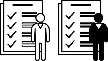Activity Icons. Black and White Icons. Person and Sheets with Work Done Items. Workflow Activity. Workshop concept vector