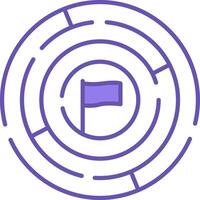 Challenge Color Icon. Icon of Round Labyrinth and Victory Flag Inside. Labyrinth For Business Task Concept. Workshop Concept vector