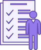Colored Activity Icon. Icon of Person and Sheets with Work Done Items. Workflow Activity. Workshop concept vector