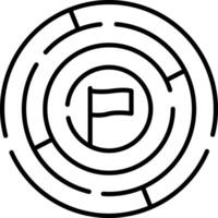 Challenge icons. Icons of a Round Labyrinth and Victory Flag Inside. Labyrinth For Business Task Concept. Workshop Concept vector