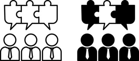 Team Building Icons. Black and White Icons of People Working in a Team. Unity and Teamwork. Workshop Concept vector