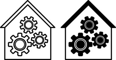 Workshop icons. Black and White Icons of Building and Working Gears vector