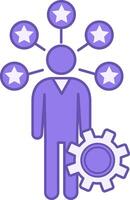 Skill Building Color Icon. Icon of Gear, Man, and Stars Around It. Increasing Skills and Talents. Workshop Concept vector
