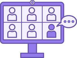 Online Workshop Color Icon. Icon Group of People Studying Online on Computer. Online School vector