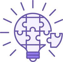 Problem Solving Color Icon. Icon of a Glowing Light Bulb in the Form of a Folding Puzzle. Puzzle Solution. Business and Workshop Concept vector