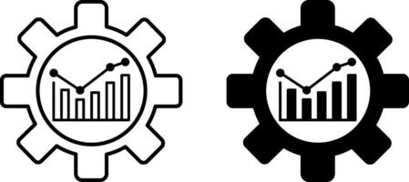 Productivity Icons. Black and White Icons of Gear and Growth Chart. Project management. Productivity increase. Workshop Concept vector