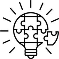 Problem Solving Icon. Icon of a Glowing Light Bulb in the Form of a Folding Puzzle. Puzzle Solution. Business and Workshop Concept vector