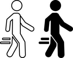 Walk icons. Black And White Icons of Walking Man. Pedestrian pictogram. For Maps, Signs, Diagrams, City Oriented Navigation Applications, and Infographics vector