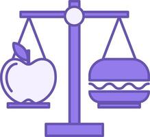 Balanced Diet Color Icon. Icon of Hamburger and Apple on Libra. Nutrition and Fitness. Healthy lifestyle. Wellness Concept vector