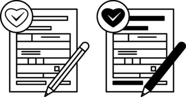 Positive Note Icons. Black and White Icons Letterhead with Heart and Checkmark. Marking Successful Completion of a Task. Positive Thinking Concept vector