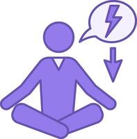 Colored Icon Reduce Stress. Icon of Meditating Man and Down Arrow. Learn to Relax. Calm down. Avoid Stressful Situations. Mental Health. Positive Thinking Concept vector
