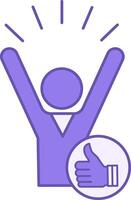Colored Happy Icon. Icon of a Joyful Man. Hand with Thumbs Up. Ok, I like it, Everything is fine. Mental Health. Positive Thinking Concept vector